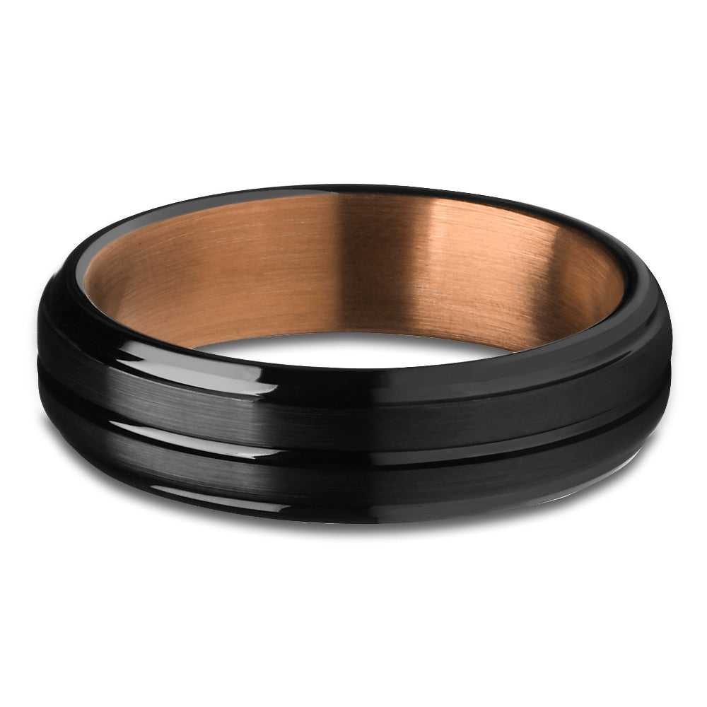 6mm Black Wedding Ring Espresso Wedding Ring Black Tungsten Ring Dome