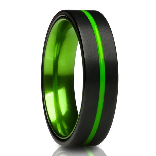 6mm Green Tungsten Ring Green Wedding Ring Engagement Ring Anniversary
