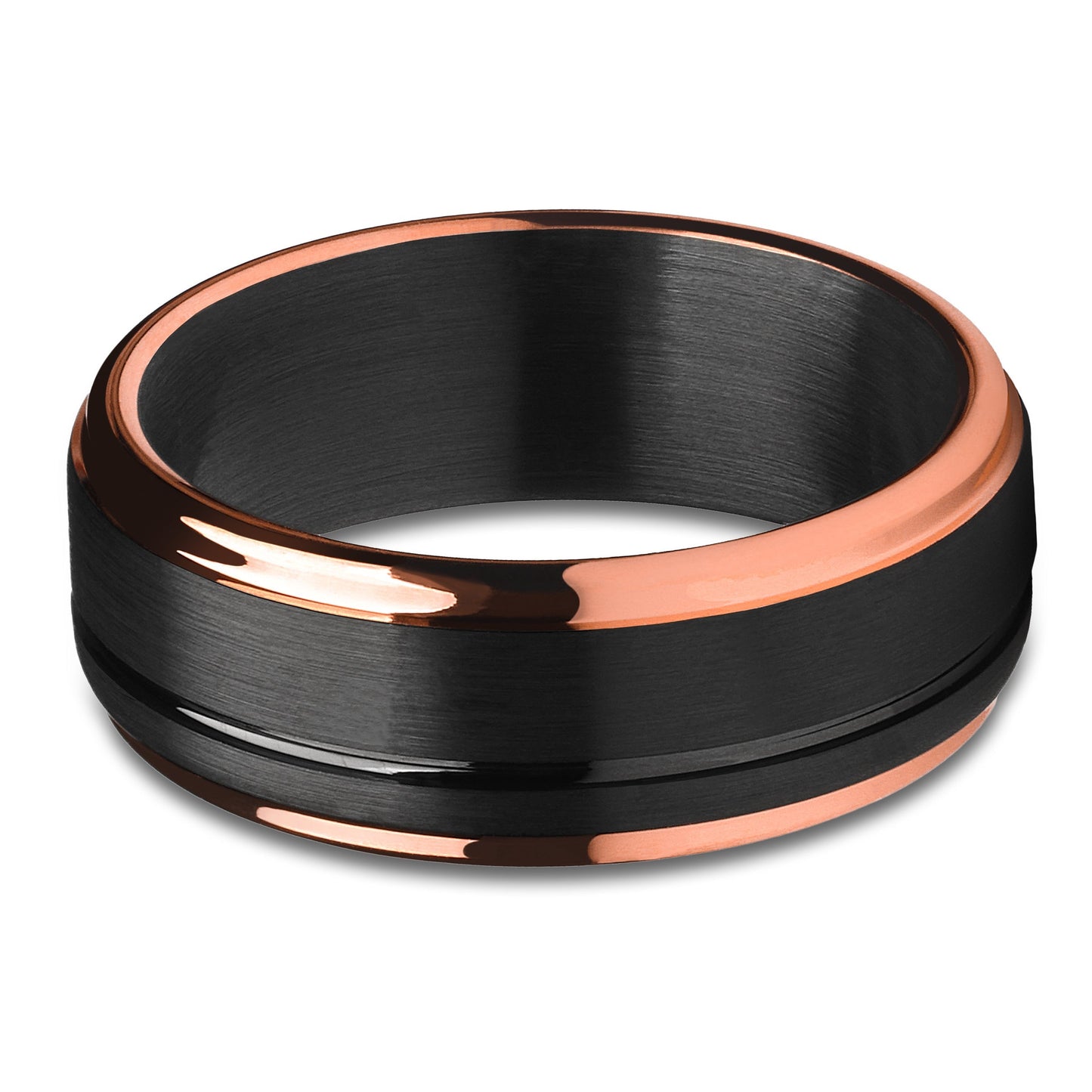 Black Tungsten Wedding Ring Rose Gold Wedding Ring 8mm Wedding Ring Unique