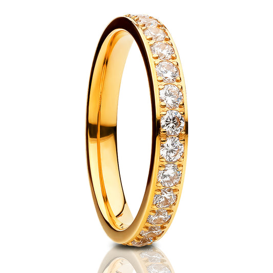 3mm Yellow Gold Eternity Ring Titanium Wedding Ring Anniversary Ring