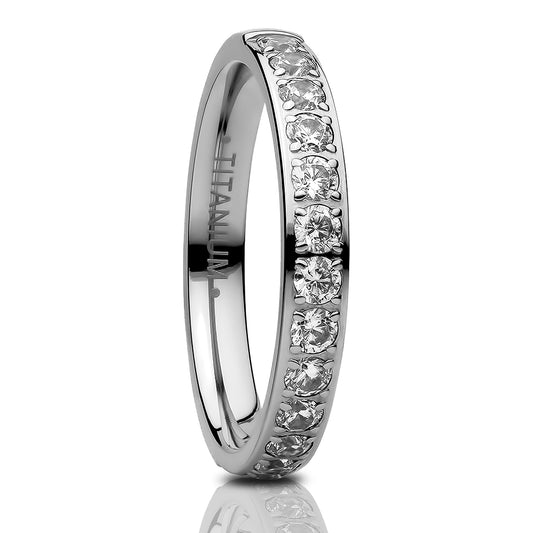Silver  Eternity Ring Titanium Wedding Ring 3mm Wedding Ring