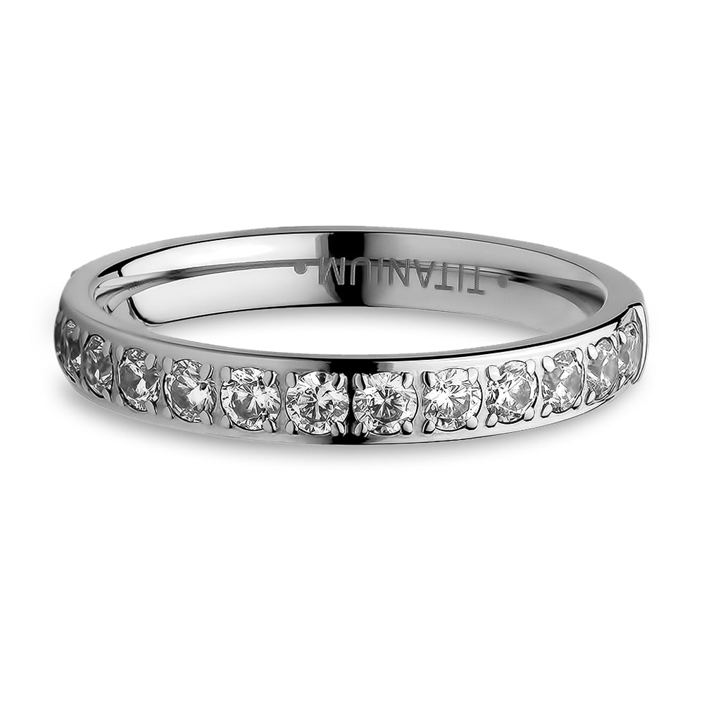 Silver Eternity Ring Titanium Wedding Ring 3mm Wedding Ring