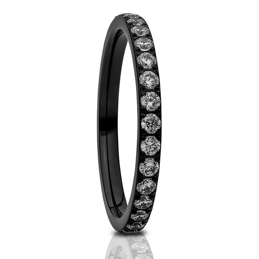 Black Eternity Ring Titanium Ring CZ Wedding Ring Ladies Wedding Ring