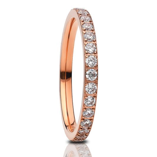 Rose Gold Eternity Ring Titanium Ring CZ Wedding Ring Ladies