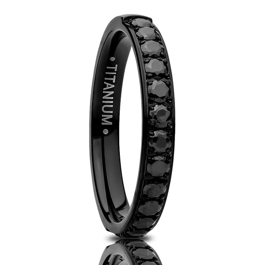 3mm Black  Eternity Ring Titanium Ring Anniversary Ring Black Ring