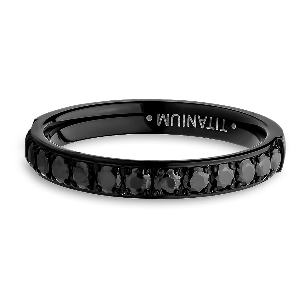 3mm Black Eternity Ring Titanium Ring Anniversary Ring Black Ring