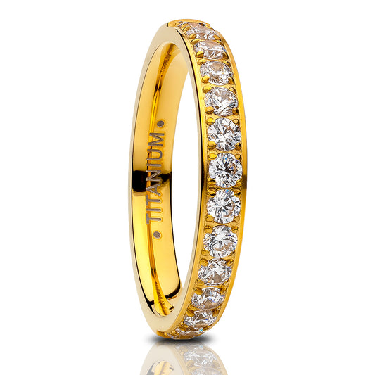 Yellow Gold Eternity Ring Titanium Wedding Ring,3mm Wedding Ring