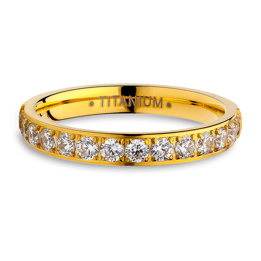 Yellow Gold Eternity Ring Titanium Wedding Ring,3mm Wedding Ring