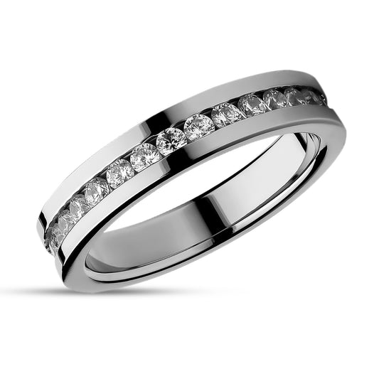 4mm Titanium Wedding Ring Woman's Ring CZ Wedding Ring Engagement Ring