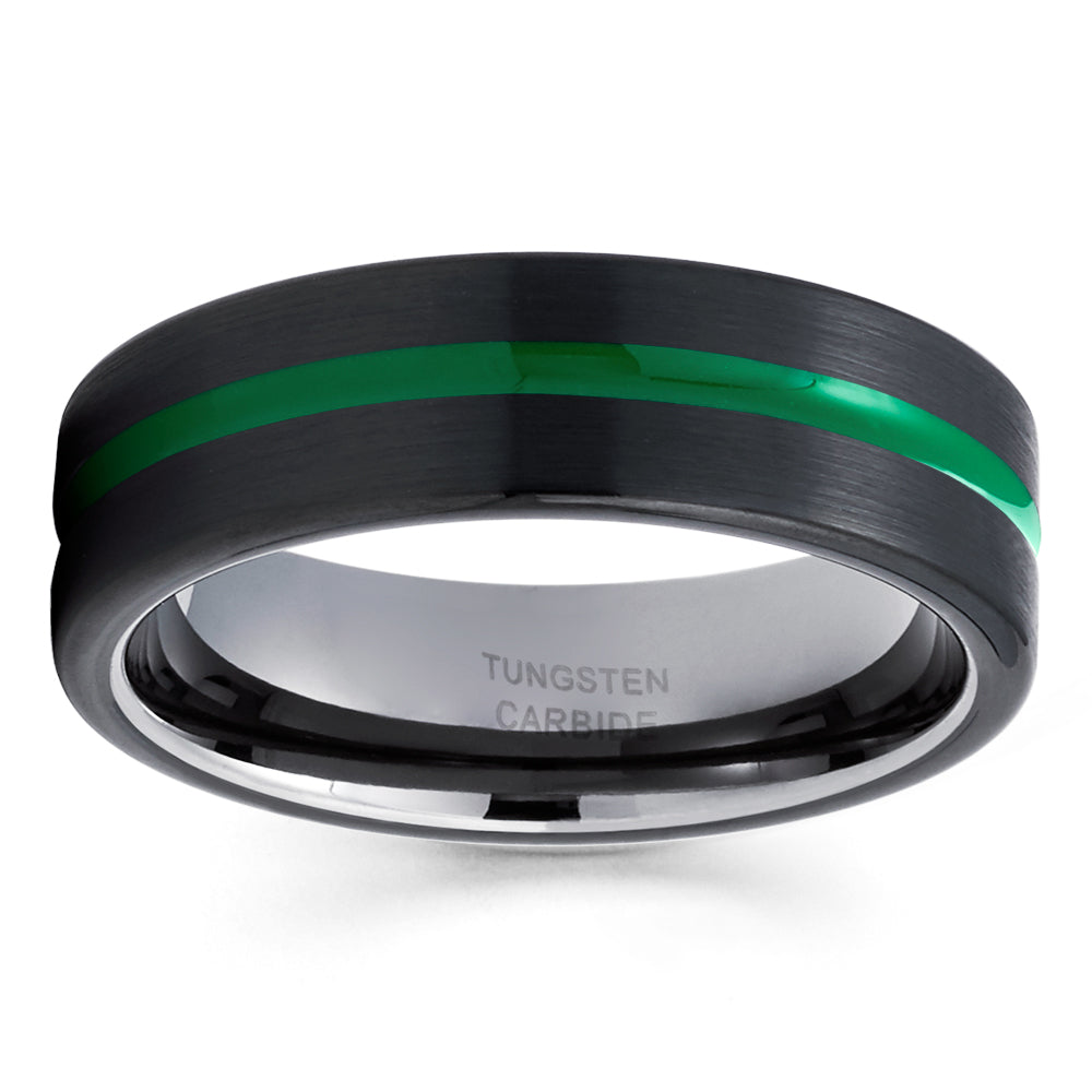 6mm Gunmetal Wedding Ring Green Tungsten Ring Engagement Ring 6mm Wedding Ring