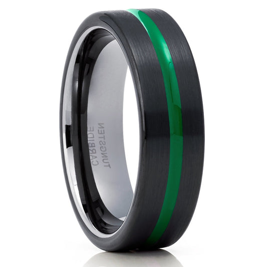 6mm Gunmetal Wedding Ring Green Tungsten Ring Engagement Ring 6mm Wedding Ring