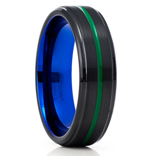 Blue Tungsten Wedding Ring Green Tungsten Ring Engagement Ring 6mm