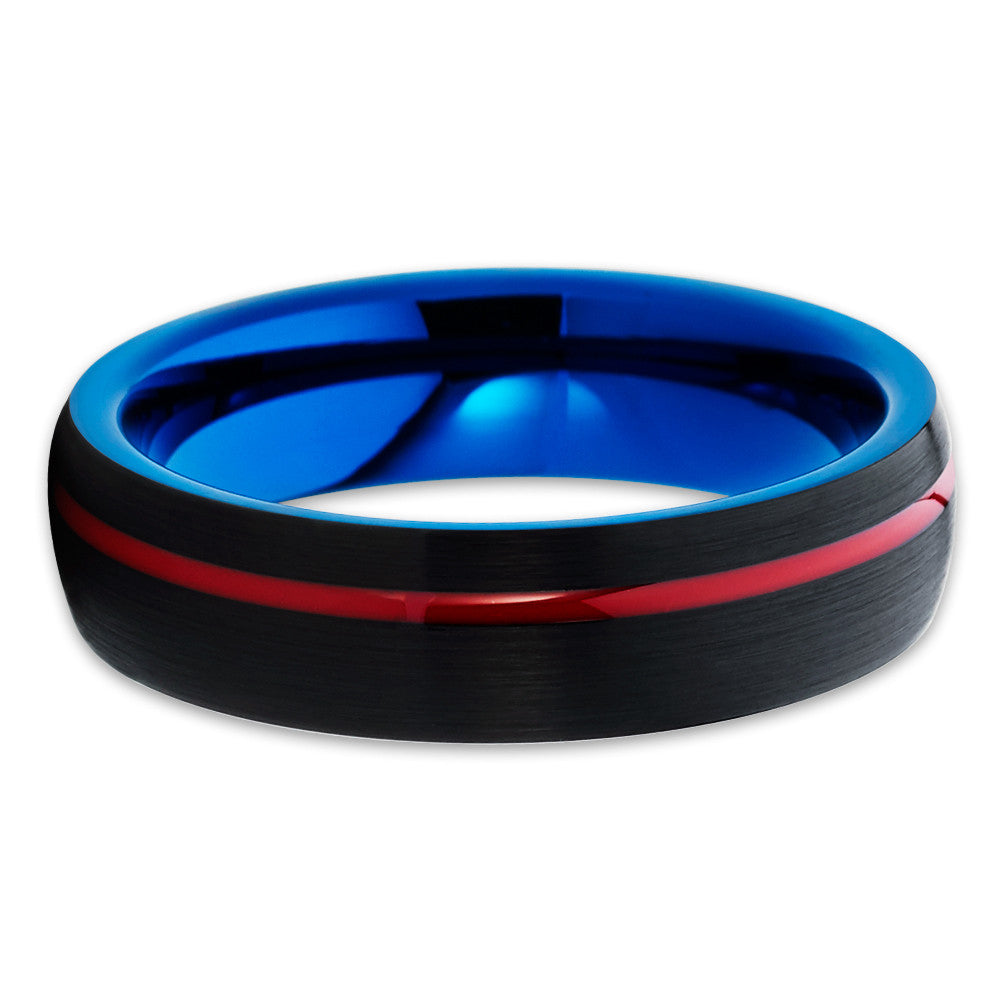 6mm Red Wedding Ring Black Tungsten Ring Tungsten Carbide Ring Engagement