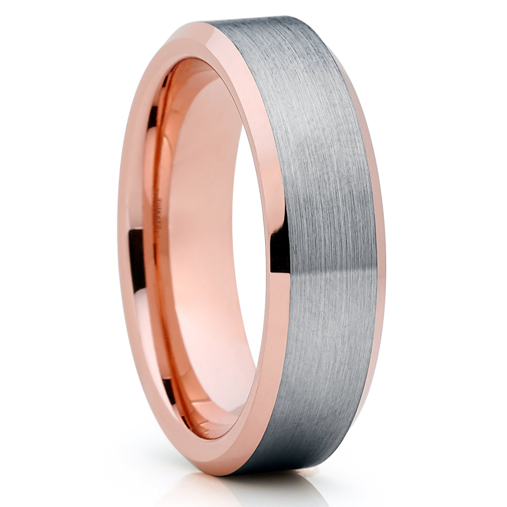 6mm Silver Tungsten Ring Rose Gold Wedding Ring Tungsten Carbide Ring