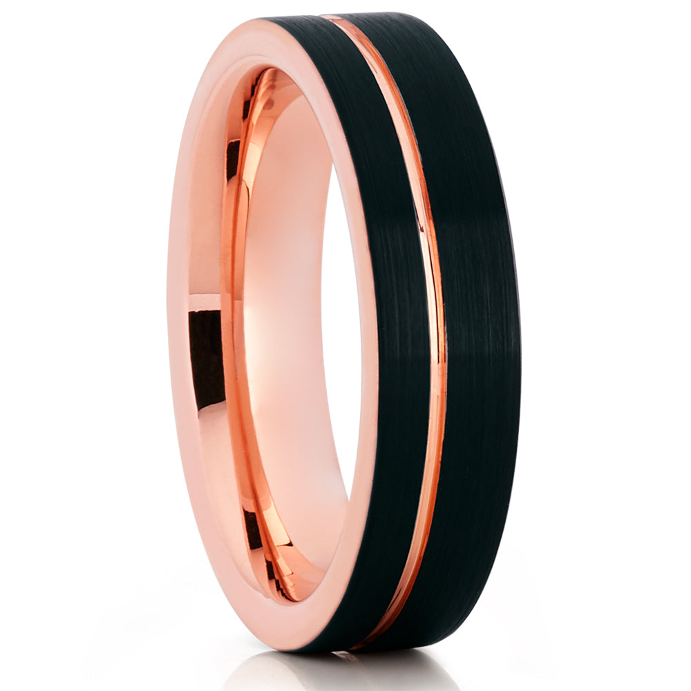 6mm Tungsten Wedding Ring Rose Gold Wedding Ring Black Wedding Ring Unique