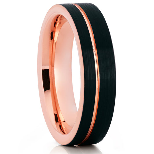 6mm Tungsten Wedding Ring Rose Gold Wedding Ring Black Wedding Ring Unique