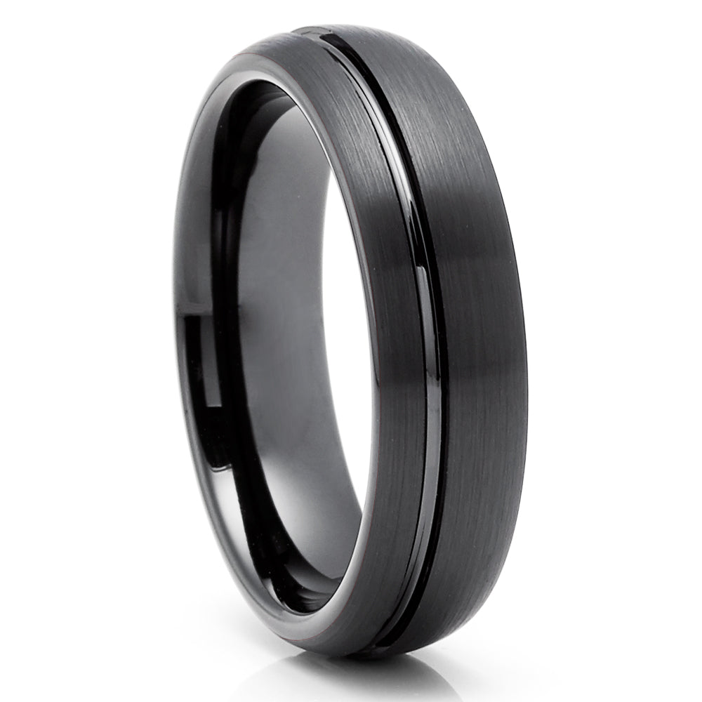 6mm Tungsten Wedding Ring Black Tungsten Ring Unique Tungsten Ring