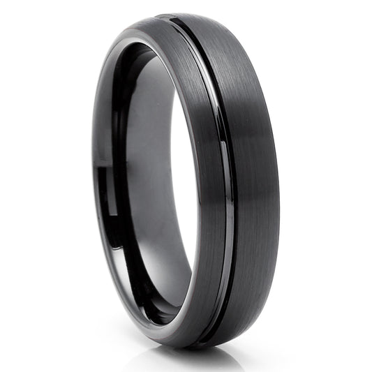 6mm Tungsten Wedding Ring Black Tungsten Ring Unique Tungsten Ring