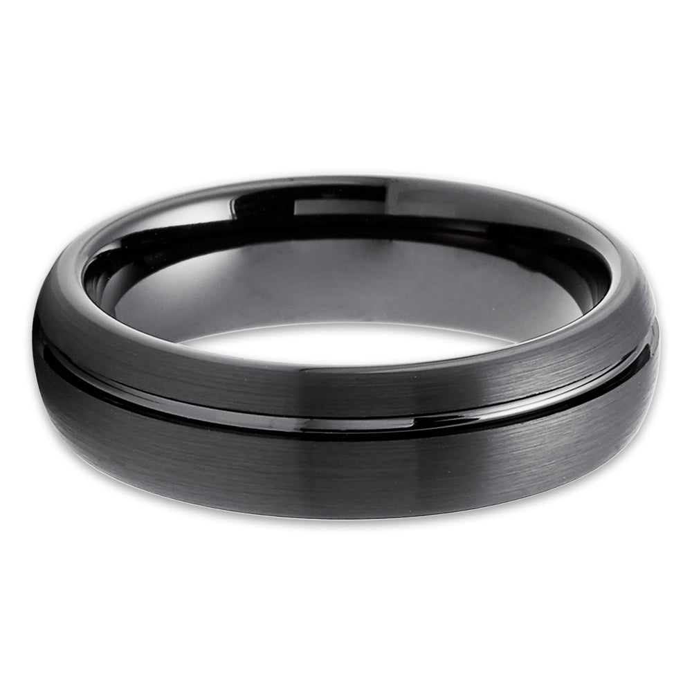 6mm Tungsten Wedding Ring Black Tungsten Ring Unique Tungsten Ring