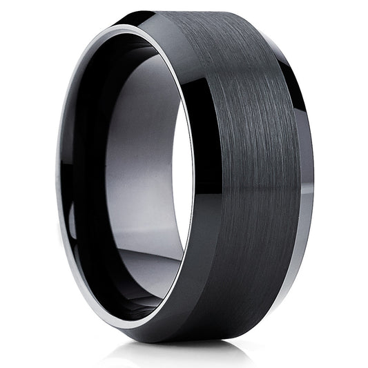 10mm Black Tungsten Wedding Ring Man & Woman Tungsten Carbide Ring