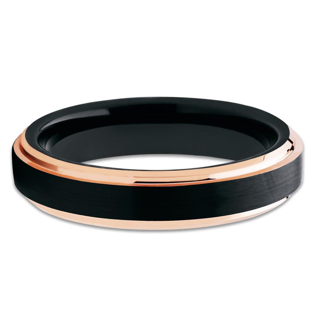 Rose Gold Tungsten Wedding Ring 4mm Wedding Ring Black