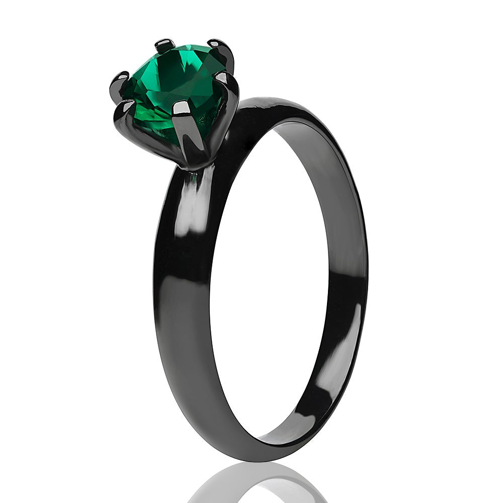 Solitaire Wedding Ring Emerald Wedding Ring Titanium Wedding Ring Ladies Ring