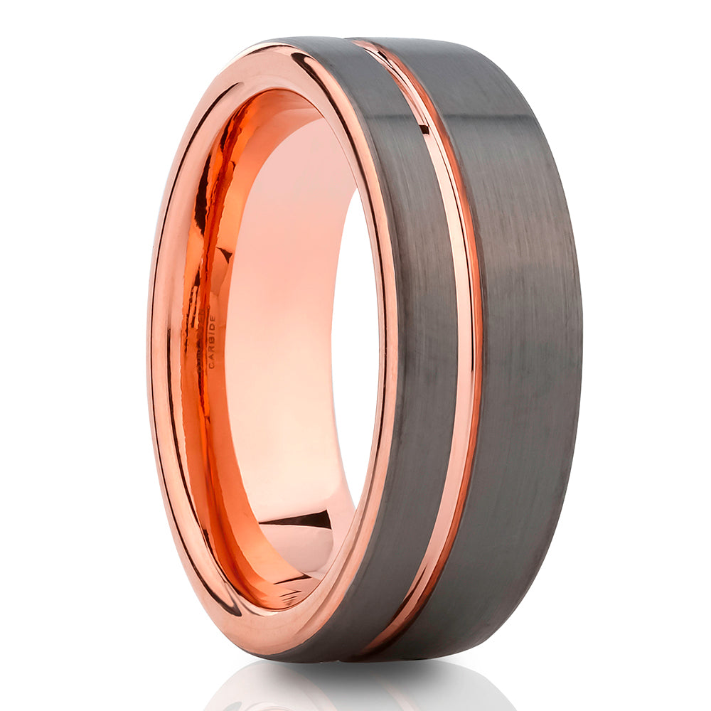 8mm Gunmetal Wedding Ring Rose Gold Tungsten Ring Engagement Ring