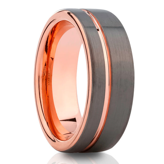 8mm Gunmetal Wedding Ring Rose Gold Tungsten Ring Engagement Ring