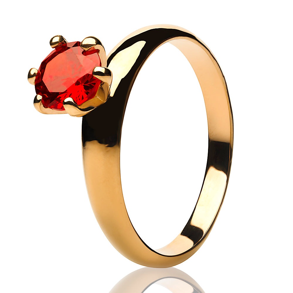 Rose Gold Solitaire Wedding Ring Titanium Wedding Ring Ruby CZ Ring