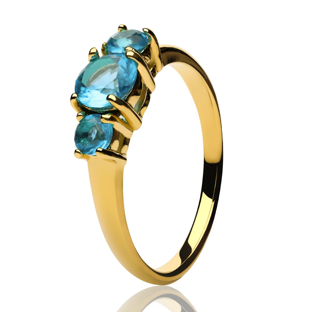 Yellow Gold Solitaire Ring Aquamarine Wedding Ring Engagement Ring