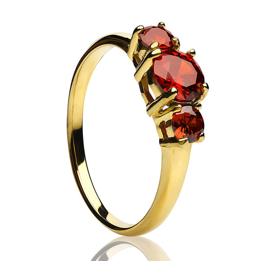 Yellow Gold Solitaire Ring Ruby Wedding Ring Anniversary Ring Ladies