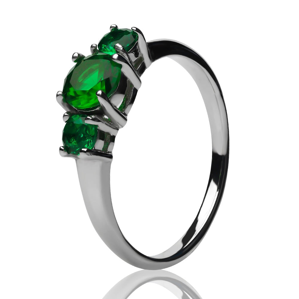 Solitaire Silver Wedding Ring Titanium Wedding Ring Emerald Wedding Ring