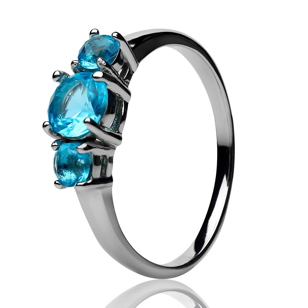 Aquamarine Wedding Ring Solitaire Wedding Ring Silver Titanium Ring Engagement Ring