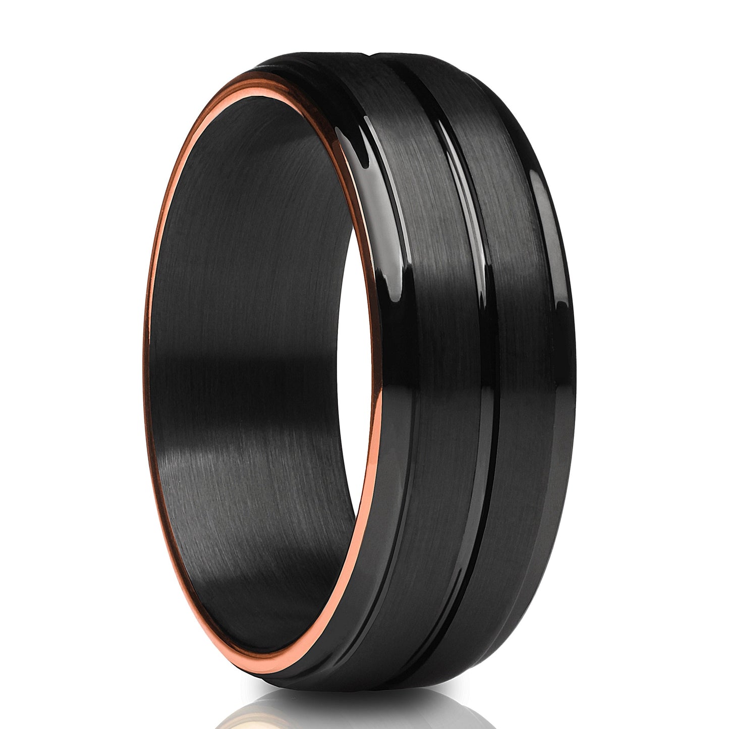 Black Wedding Ring Rose Gold Tungsten Ring Engagement Ring Tungsten Carbide Ring