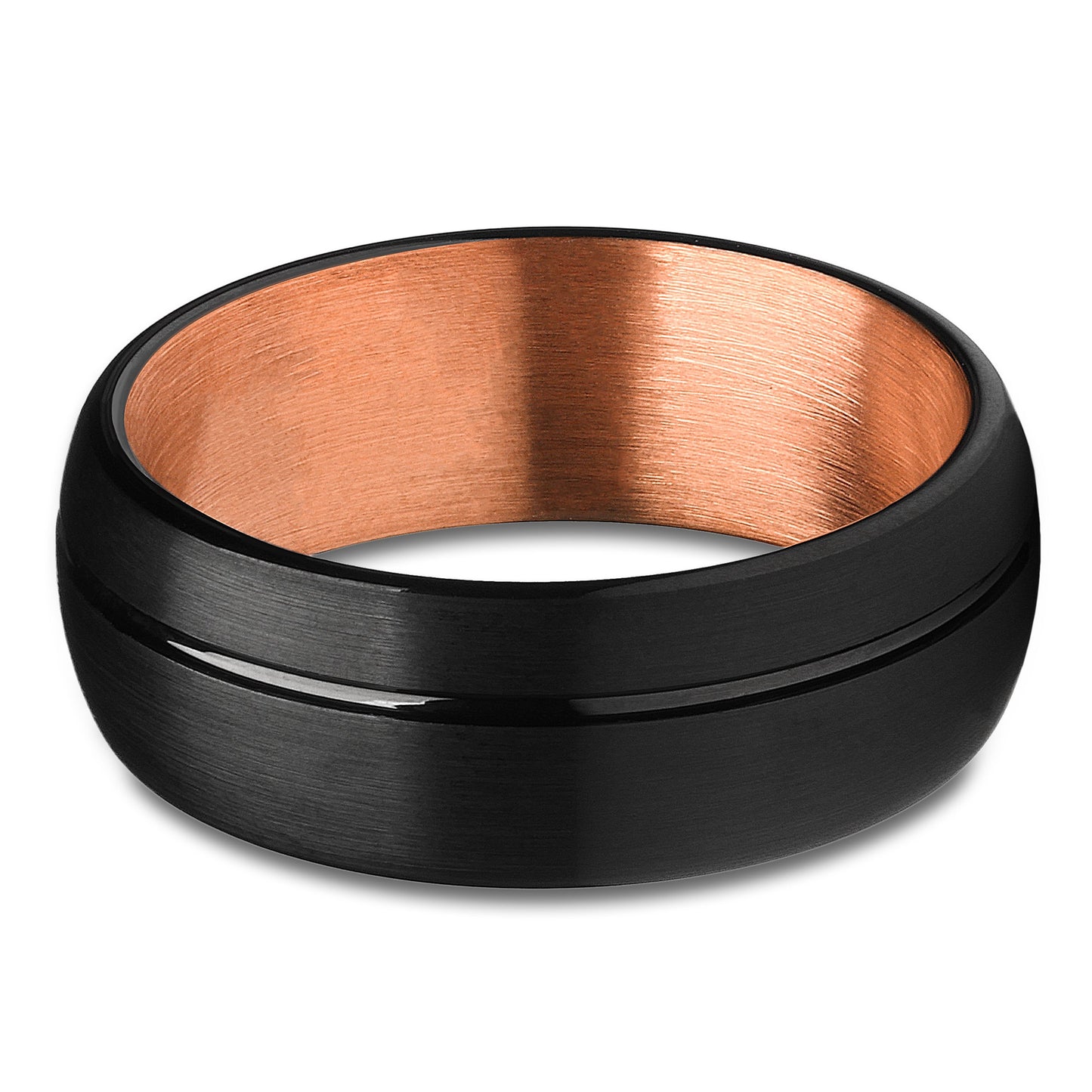 Black Tungsten Ring Rose Gold Wedding Ring Matte Finished Ring Engagement 8mm