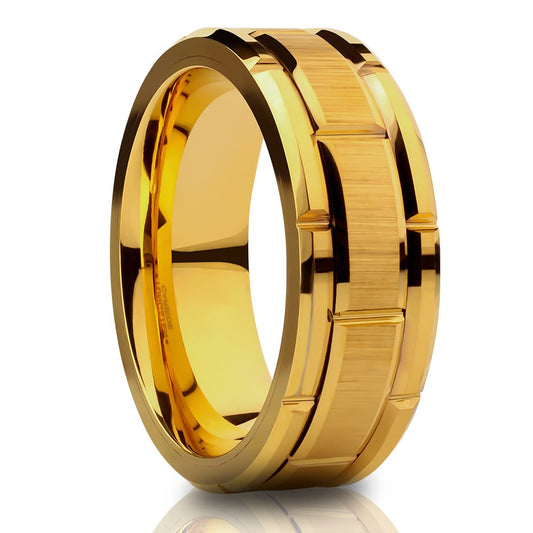 Yellow Gold Wedding Ring 8mm Wedding Band Anniversary Ring Engagement