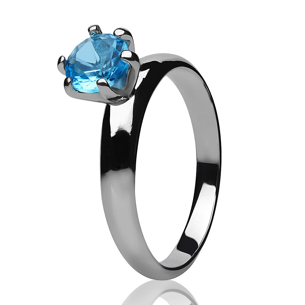 Solitaire Wedding Ring Titanium Wedding Ring Aquamarine Wedding Ring Silver