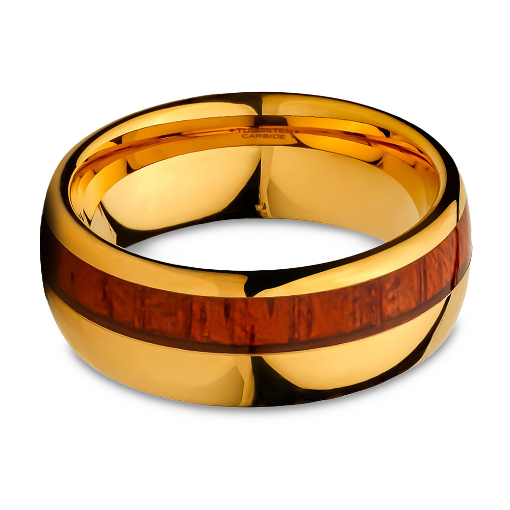 Koa Wood Wedding Ring,8mm Wedding Band,Tungsten Ring,Engagement Ring,Unique Wedding Ring