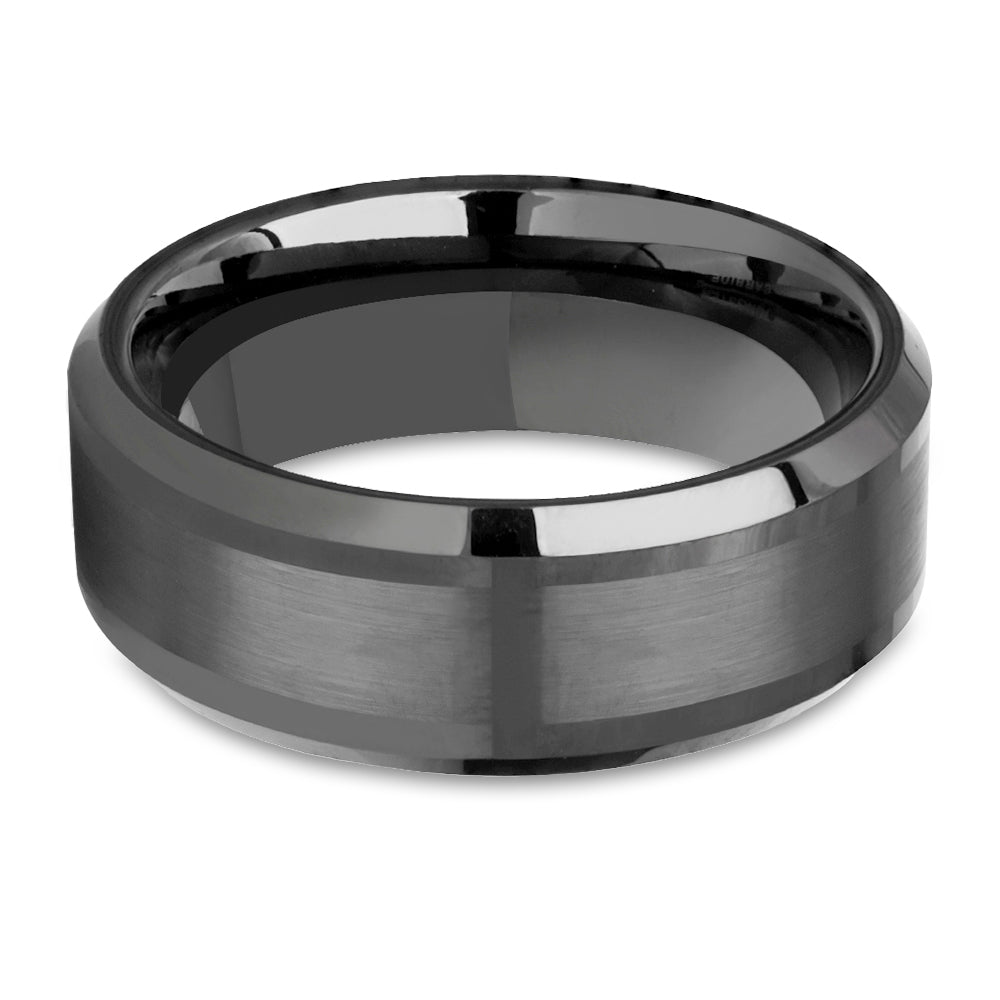 Gunmetal Wedding Ring,8mm Tungsten Wedding Ring,Wedding Ring,Engagement Ring,Man's Ring,Brush