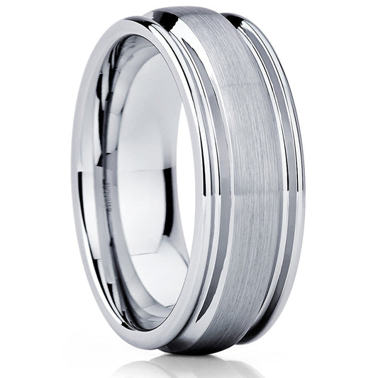 Tungsten Wedding Ring Silver Tungsten Ring 8mm Wedding Ring Man's
