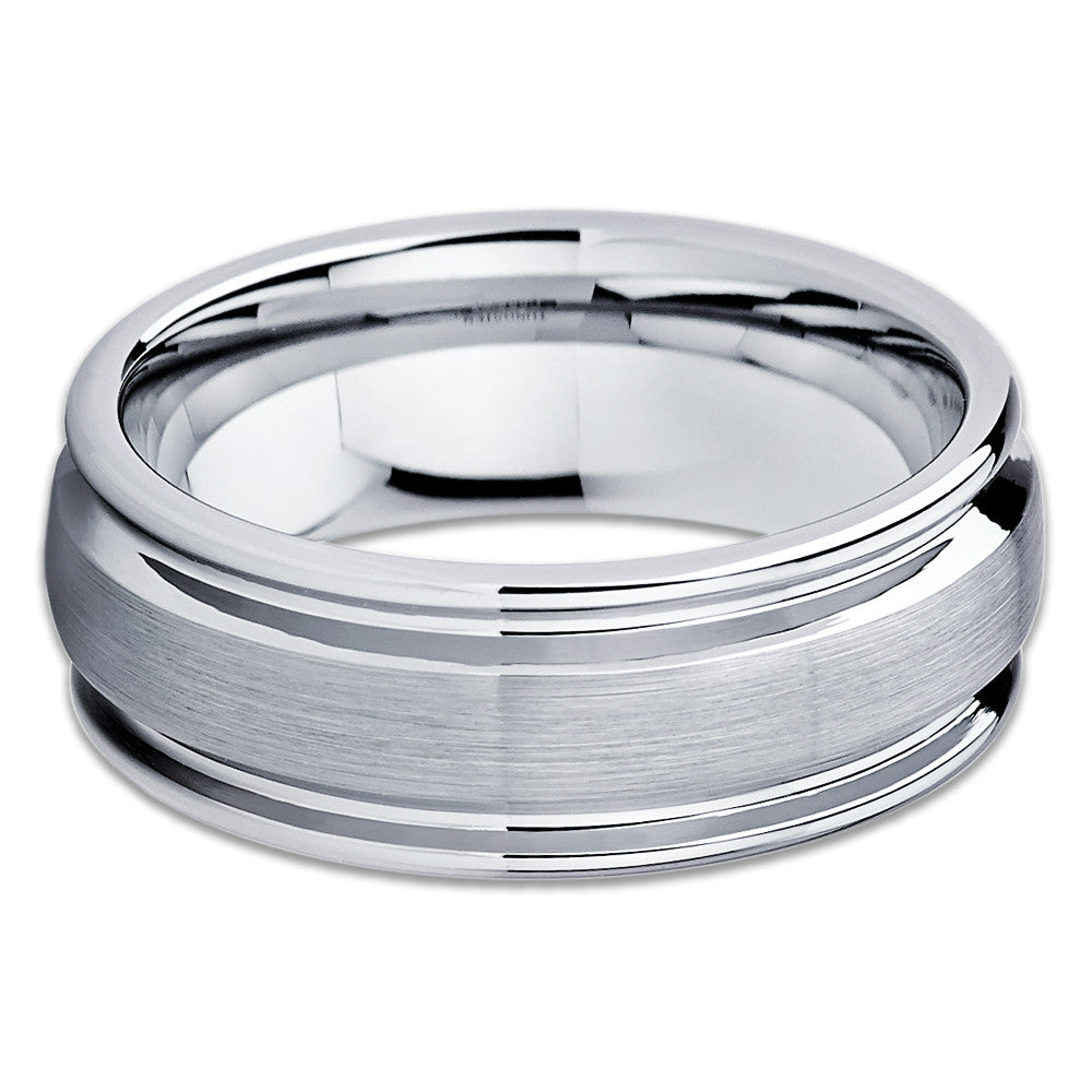 Tungsten Wedding Ring Silver Tungsten Ring 8mm Wedding Ring Man's