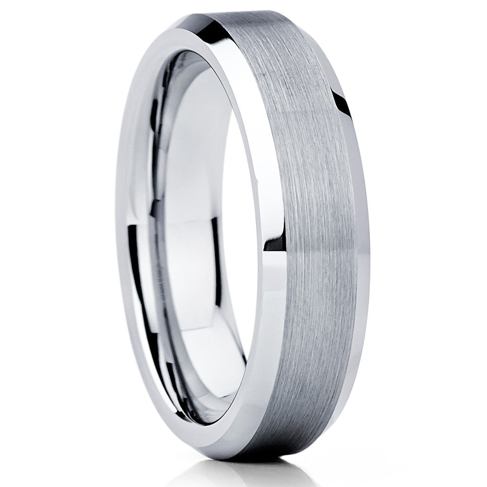 6mm Silver Tungsten Ring Engagement Ring Tungsten Carbide Ring Brush