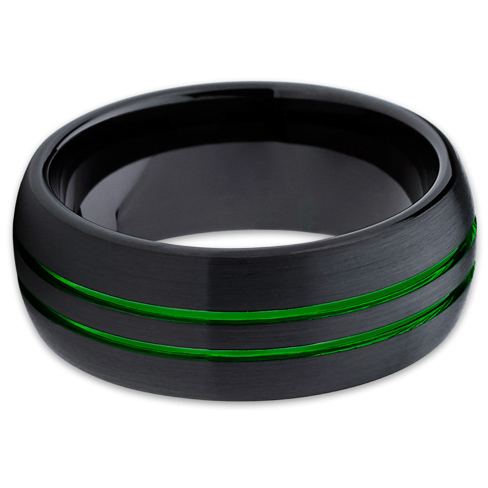 8mm Black Tungsten Ring Engagement Ring Green Tungsten Ring Black Ring