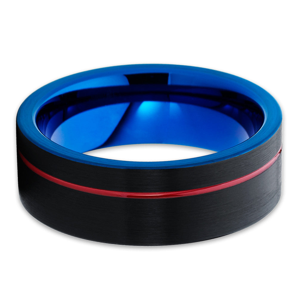 Blue Tungsten Ring Black Tungsten Wedding Ring Red Tungsten Ring Anniversary