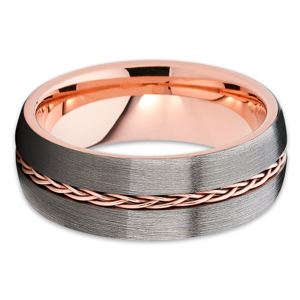 Gunmetal Wedding Ring,Rose Gold Wedding Ring,8mm Tungsten Ring,Anniversary Ring,Engagement Ring
