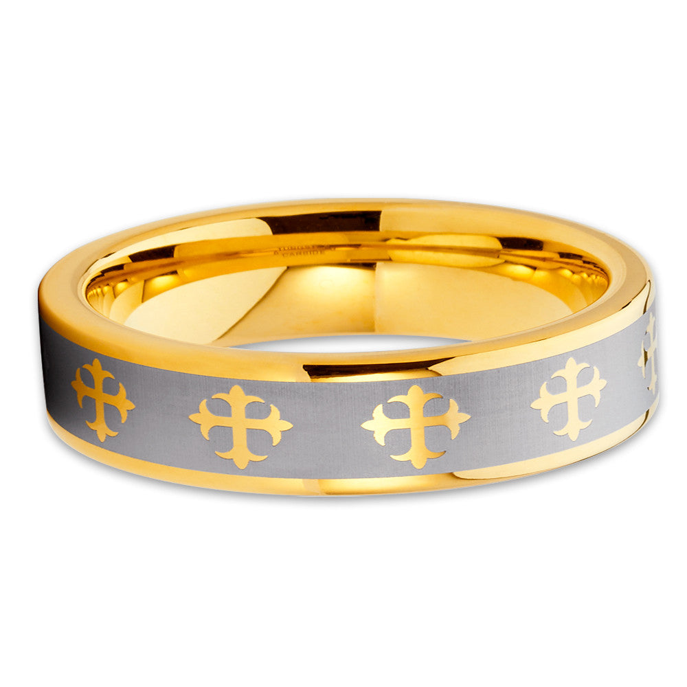 Yellow Gold Tungsten Wedding Ring 5mm Wedding Ring Engagement