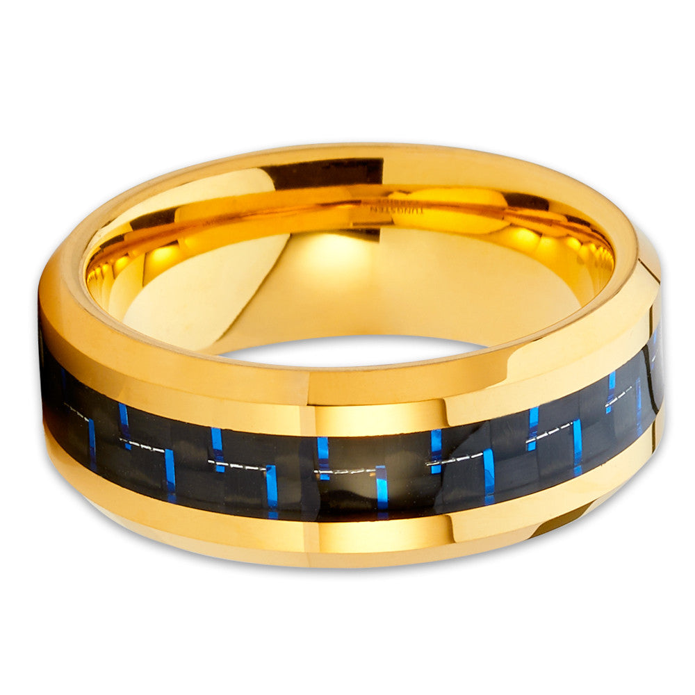 Yellow Gold Tungsten Ring Engagement Ring 8mm Wedding Ring