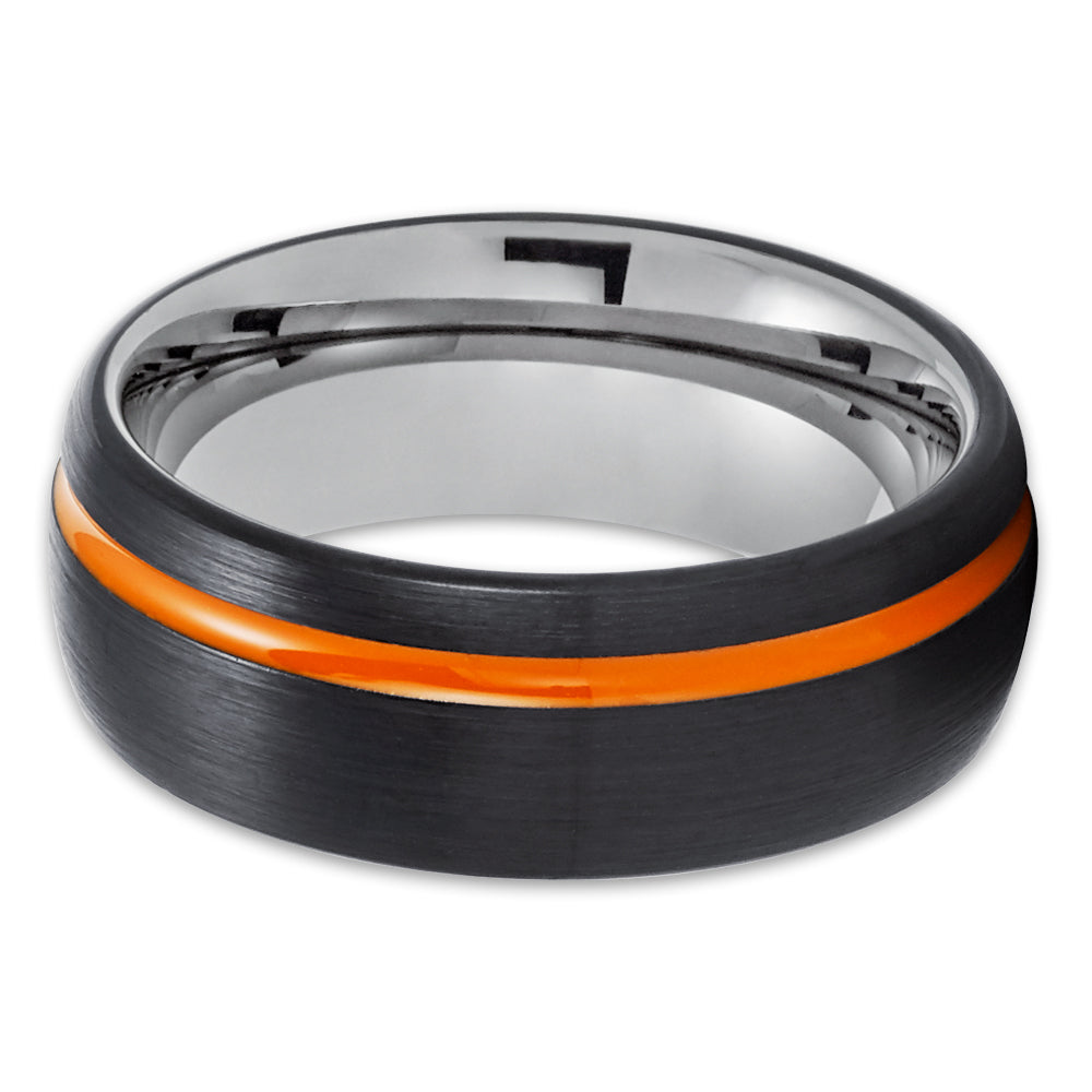 Orange Tungsten Ring Black Wedding Ring Tungsten Carbide