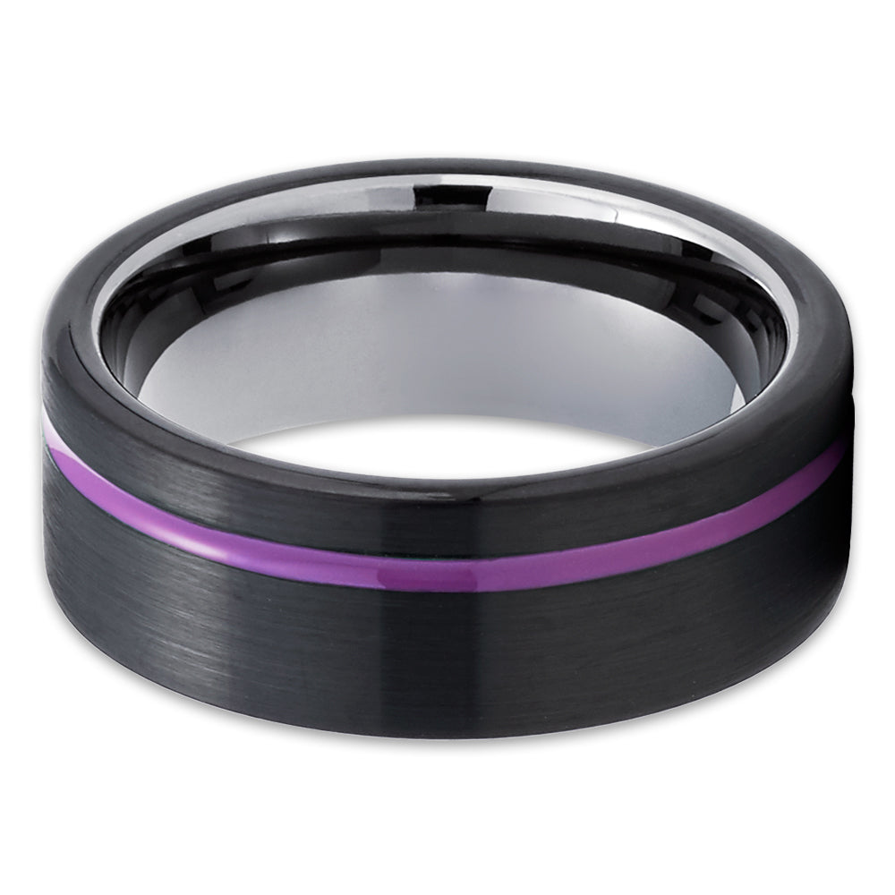 Purple Wedding Ring 8mm Tungsten Ring Engagement Ring Anniversary