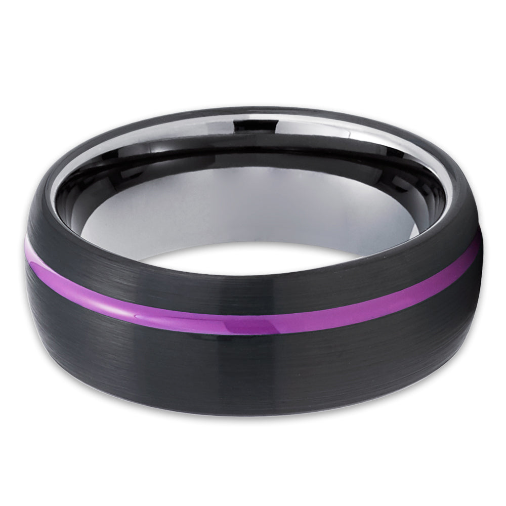 Purple Wedding Ring Black Tungsten Ring Tungsten Carbide Ring